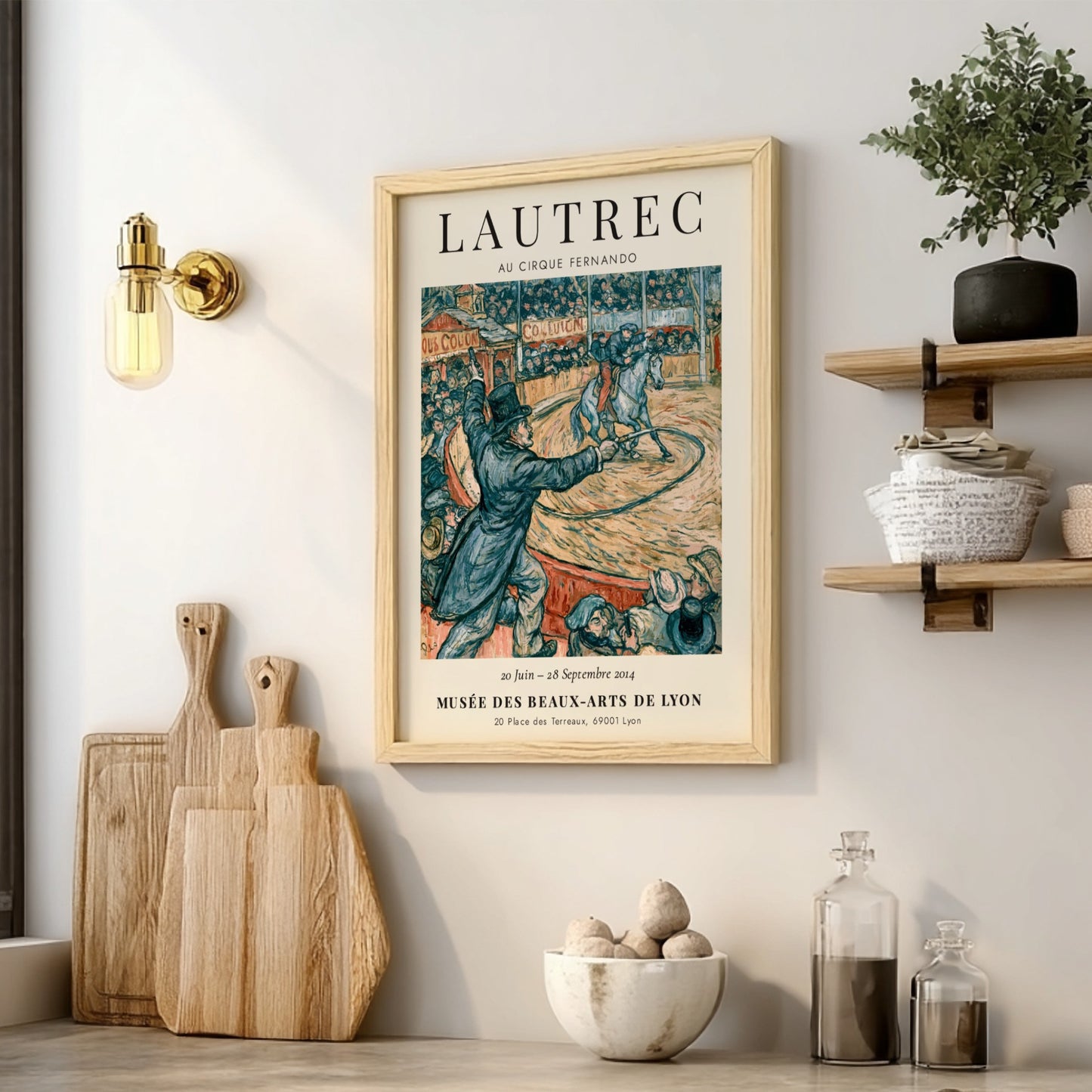 Toulouse-Lautrec poster featuring Au Cirque Fernando with vibrant colors and circus scene