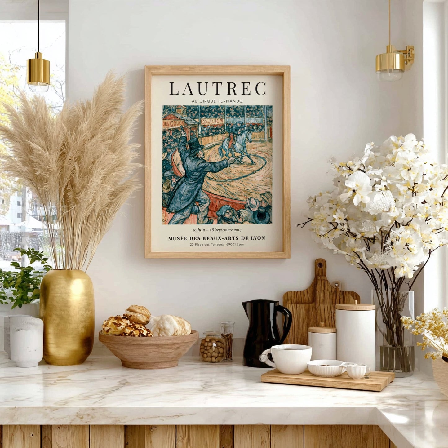 Toulouse-Lautrec poster featuring Au Cirque Fernando with vibrant colors and circus scene