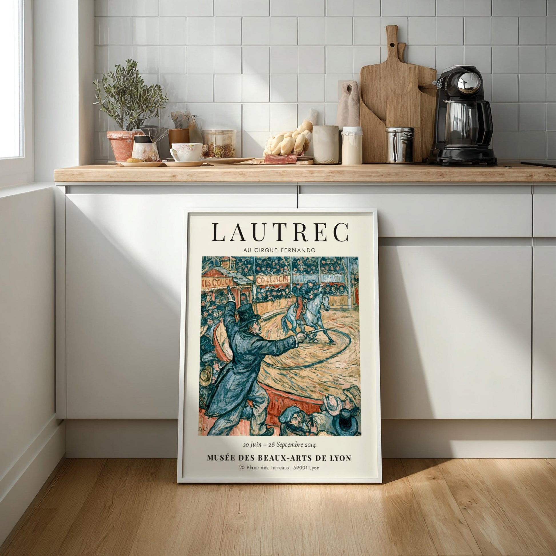 Toulouse-Lautrec poster featuring Au Cirque Fernando with vibrant colors and circus scene