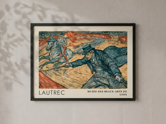 Wall art poster featuring Toulouse-Lautrec Au Cirque Fernando with a ringmaster and horse.