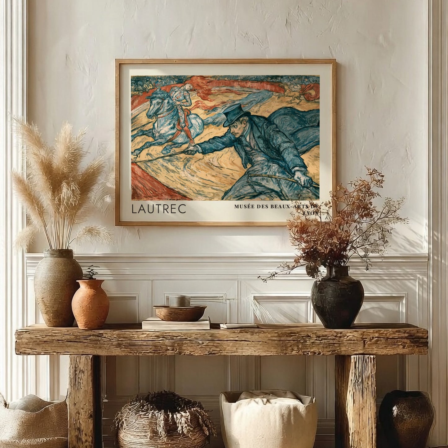 Wall art poster featuring Toulouse-Lautrec Au Cirque Fernando with a ringmaster and horse.