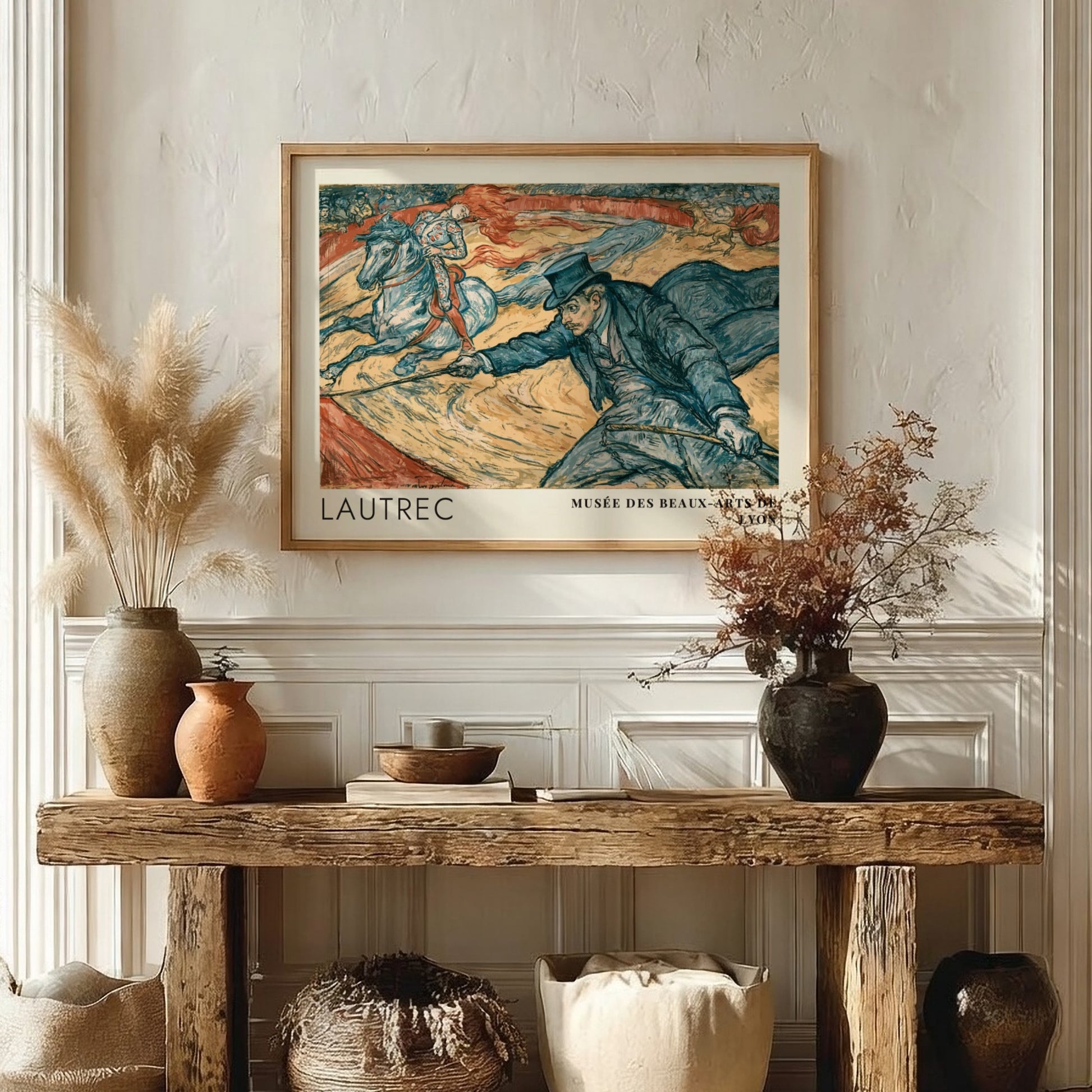 Wall art poster featuring Toulouse-Lautrec Au Cirque Fernando with a ringmaster and horse.