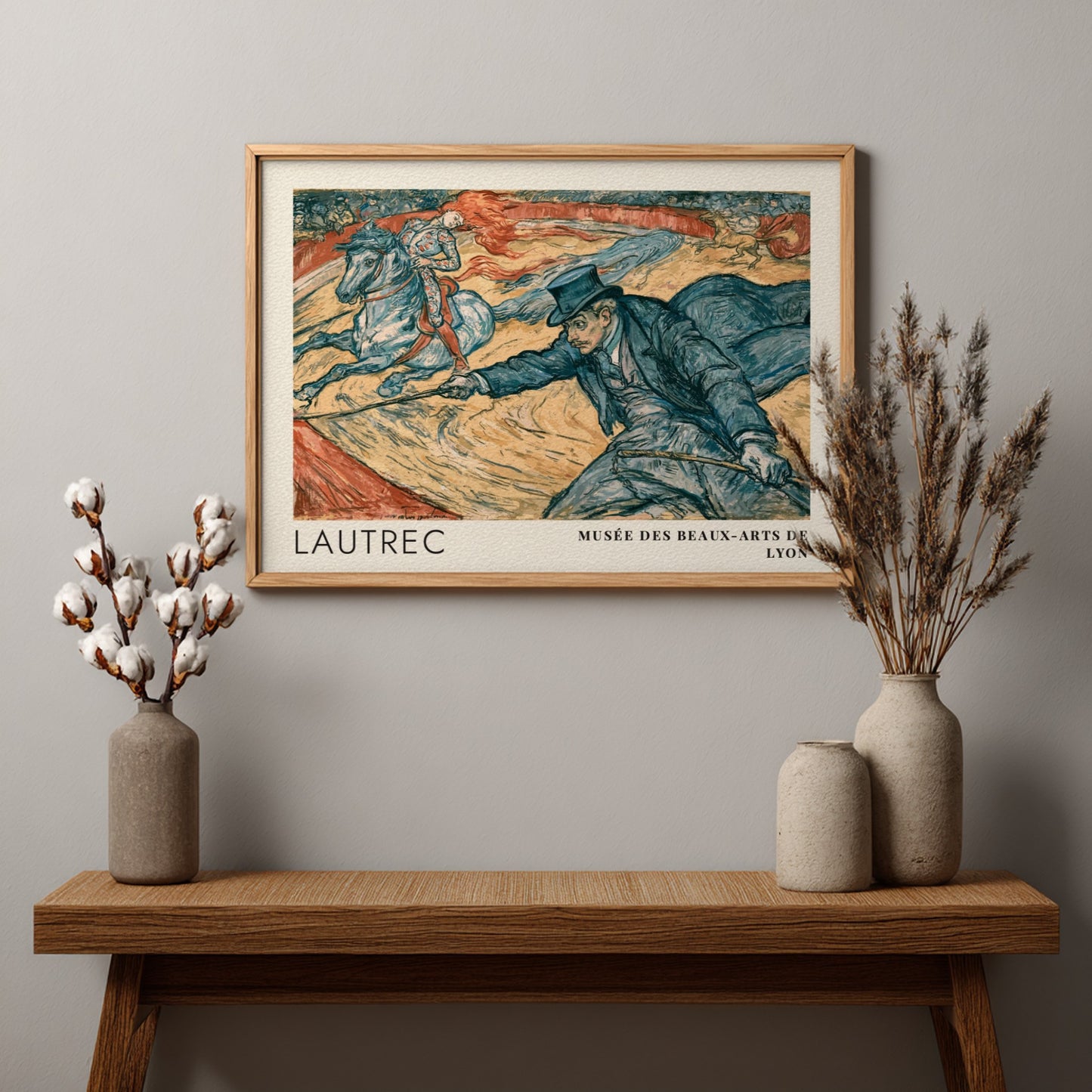 Wall art poster featuring Toulouse-Lautrec Au Cirque Fernando with a ringmaster and horse.