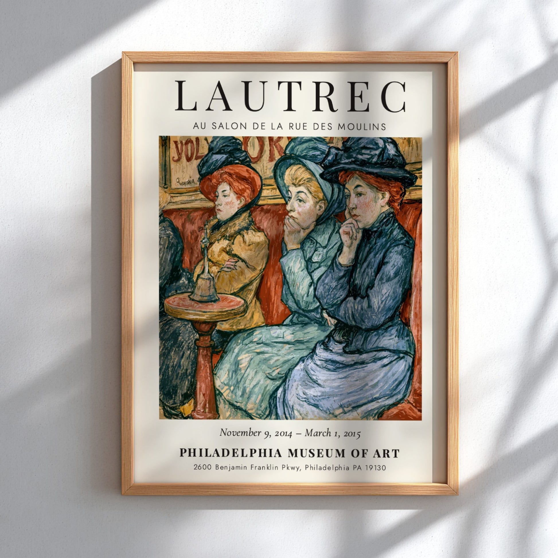 Toulouse-Lautrec poster featuring Au Salon de la Rue des Moulins with vibrant colors and elegant figures