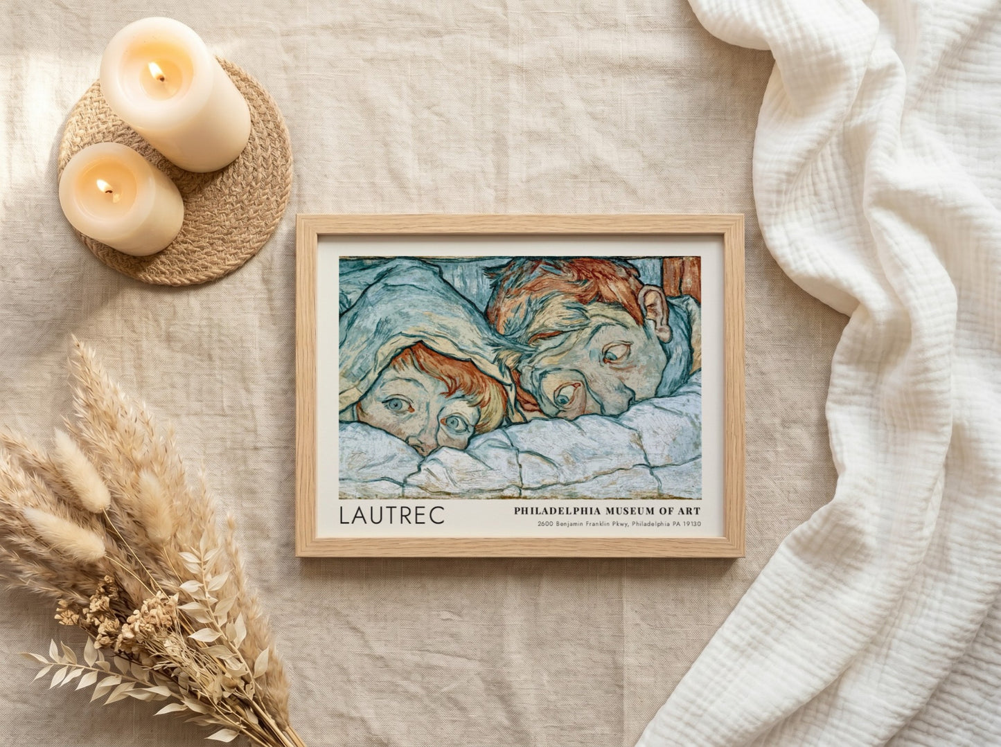 Wall art poster of Lautrec Au Salon de la Rue des Moulins in wood frame.