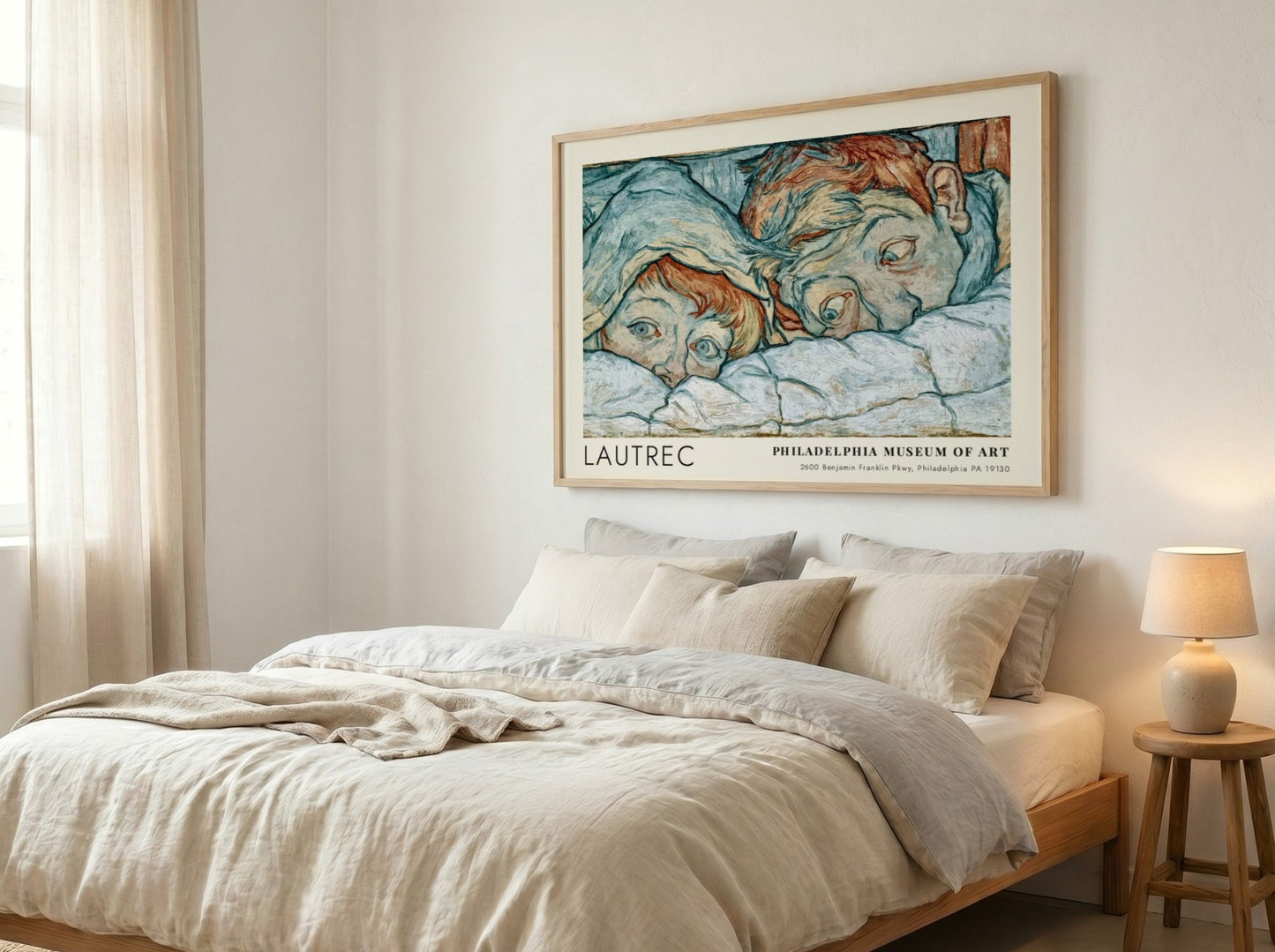 Wall art poster of Lautrec Au Salon de la Rue des Moulins in wood frame.