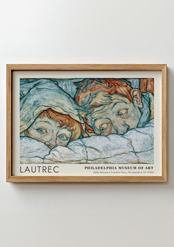 Wall art poster of Lautrec Au Salon de la Rue des Moulins in wood frame.