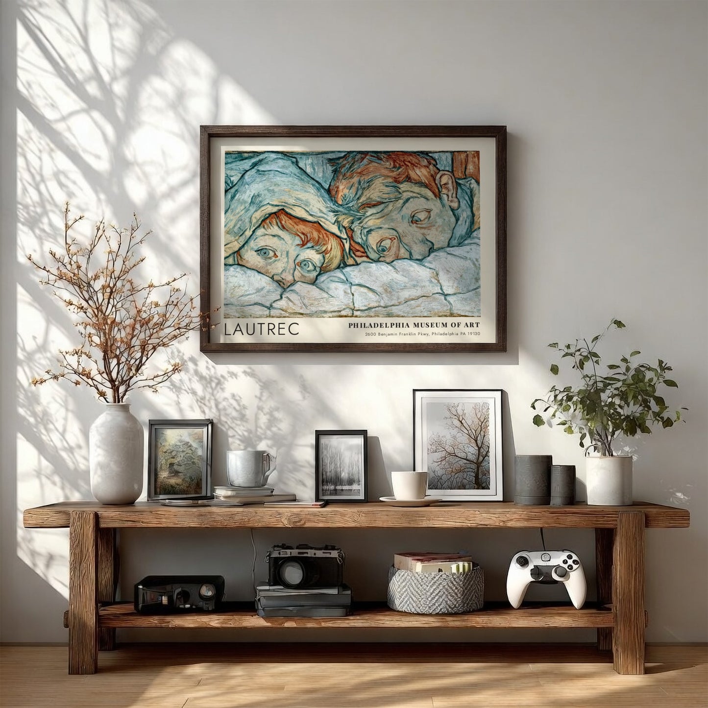 Wall art poster of Lautrec Au Salon de la Rue des Moulins in wood frame.