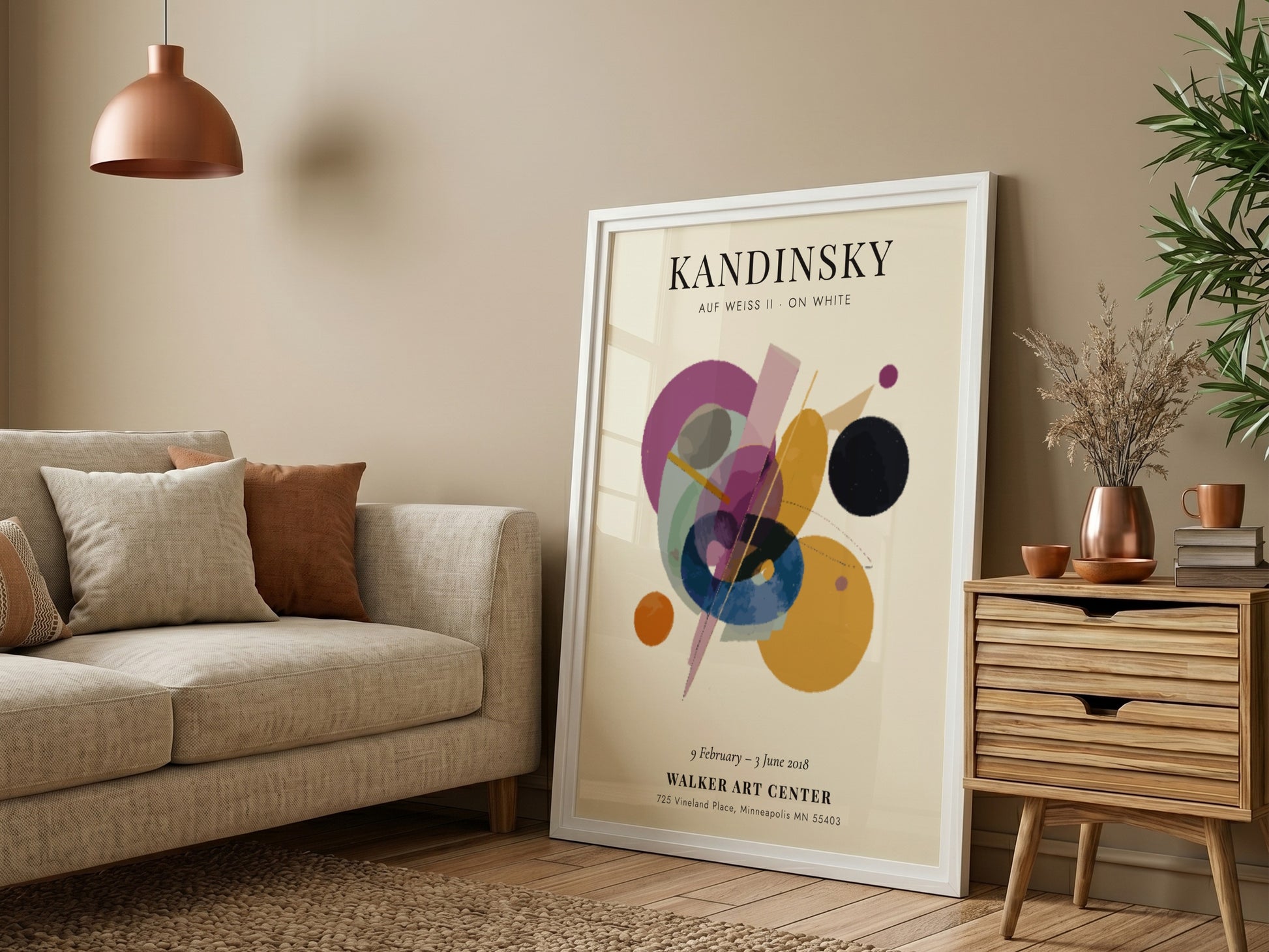 Kandinsky-inspired poster featuring abstract shapes and vibrant colors