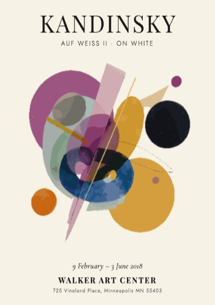 Kandinsky-inspired poster featuring abstract shapes and vibrant colors
