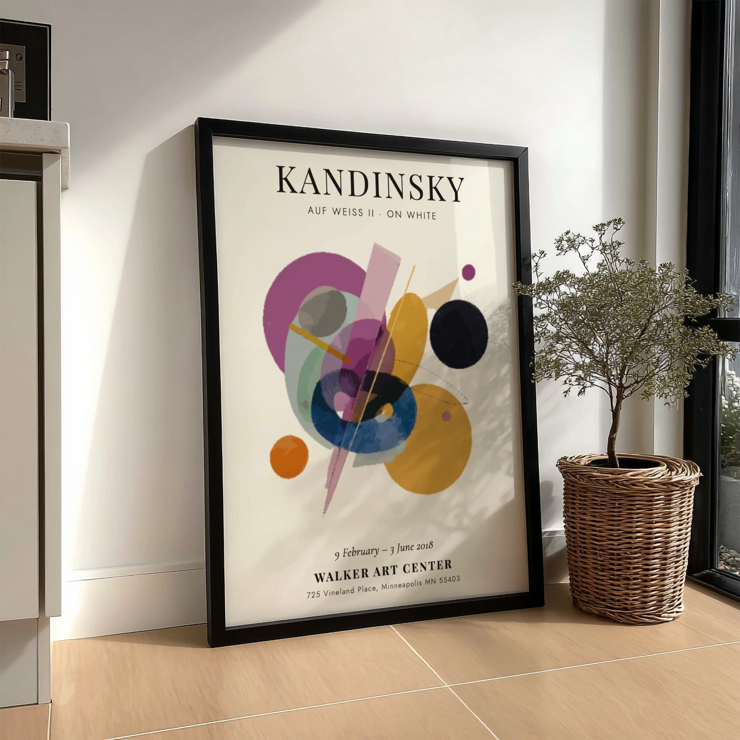 Kandinsky-inspired poster featuring abstract shapes and vibrant colors
