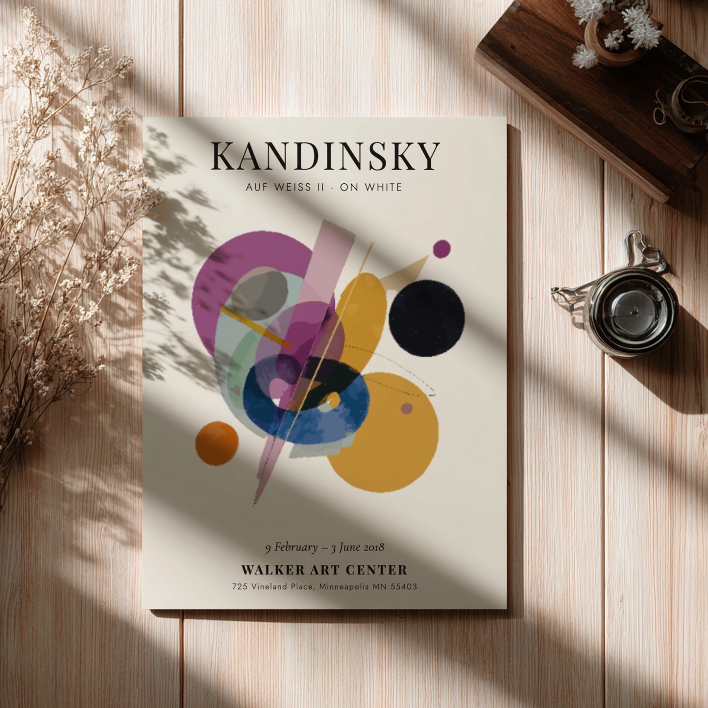 Kandinsky-inspired poster featuring abstract shapes and vibrant colors