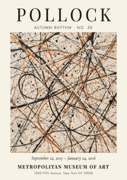 Wall art poster featuring Jackson Pollock Autumn Rhythm No. 30 abstract black gold lines.