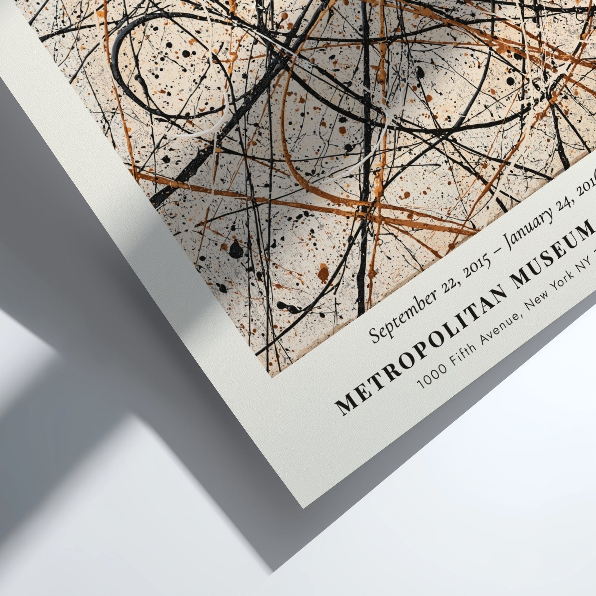Wall art poster featuring Jackson Pollock Autumn Rhythm No. 30 abstract black gold lines.