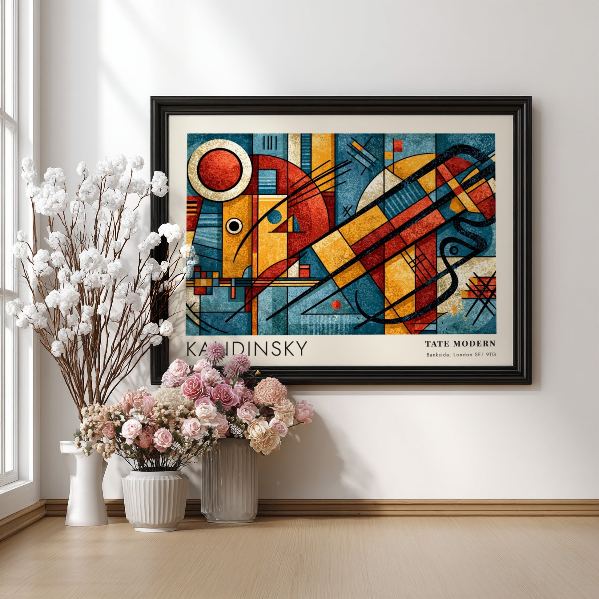 Wall art poster featuring a Kandinsky abstract composition with bold geometric shapes, Tate Modern