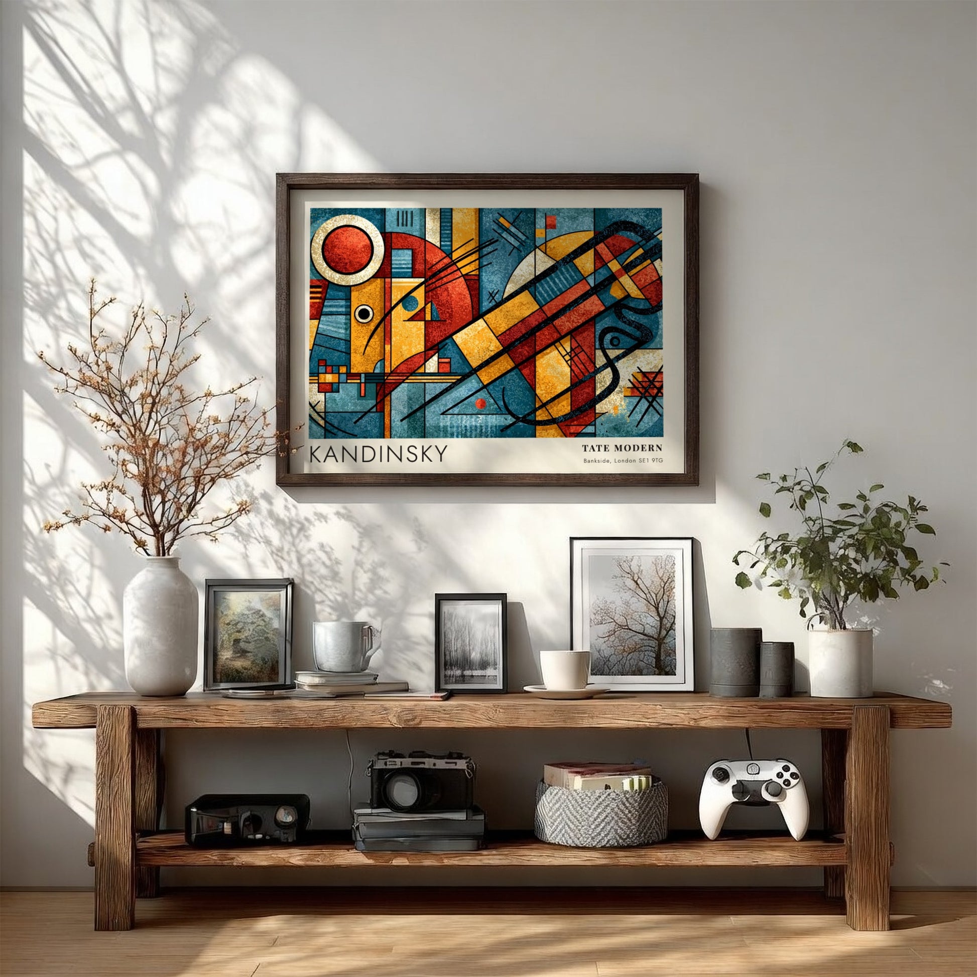 Wall art poster featuring a Kandinsky abstract composition with bold geometric shapes, Tate Modern
