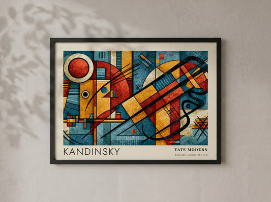 Wall art poster featuring a Kandinsky abstract composition with bold geometric shapes, Tate Modern