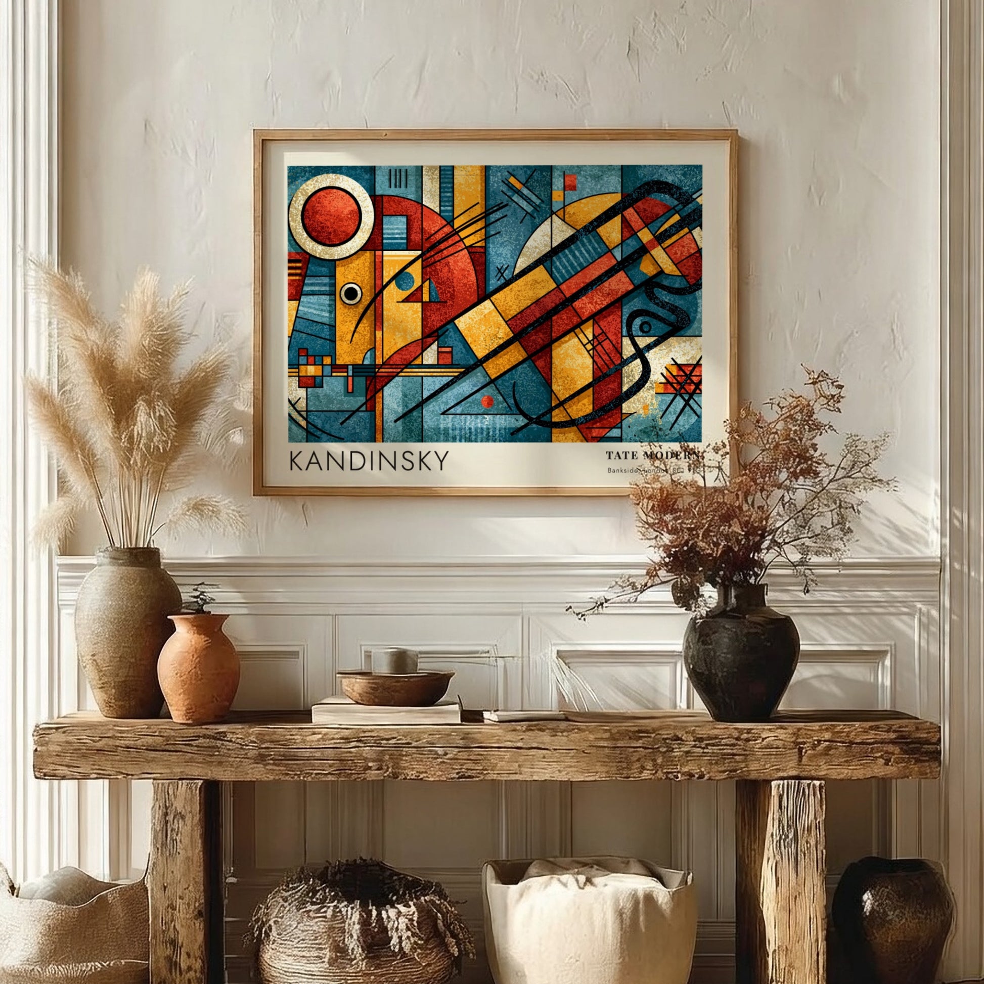 Wall art poster featuring a Kandinsky abstract composition with bold geometric shapes, Tate Modern