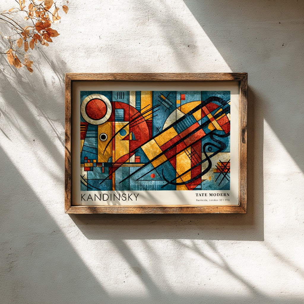 Wall art poster featuring a Kandinsky abstract composition with bold geometric shapes, Tate Modern
