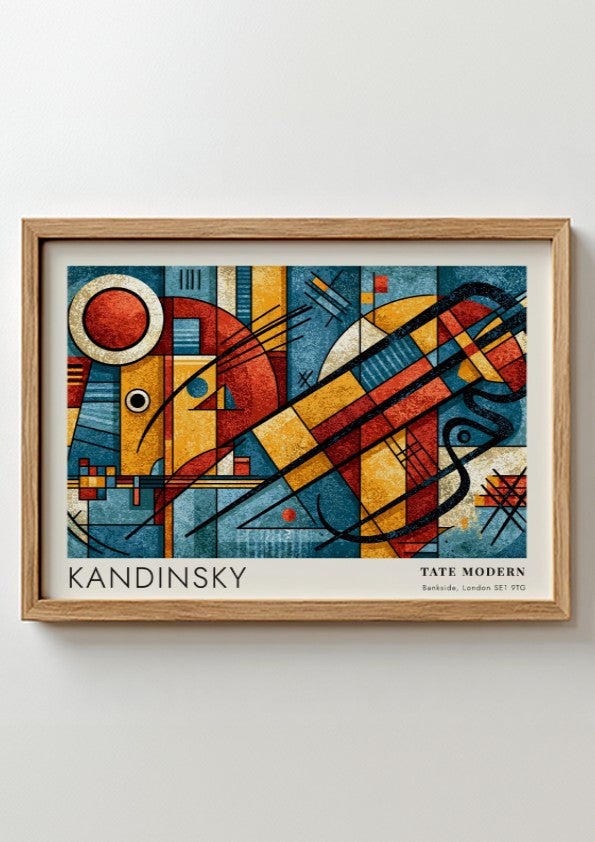 Wall art poster featuring a Kandinsky abstract composition with bold geometric shapes, Tate Modern