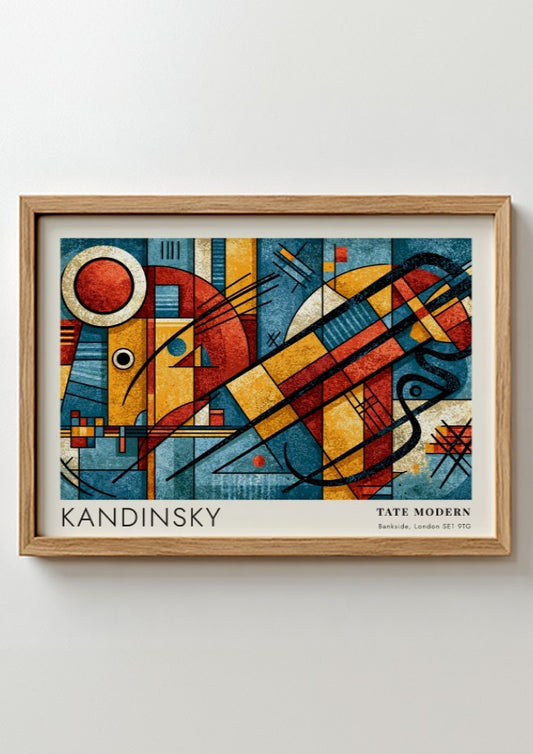 Wall art poster featuring a Kandinsky abstract composition with bold geometric shapes, Tate Modern