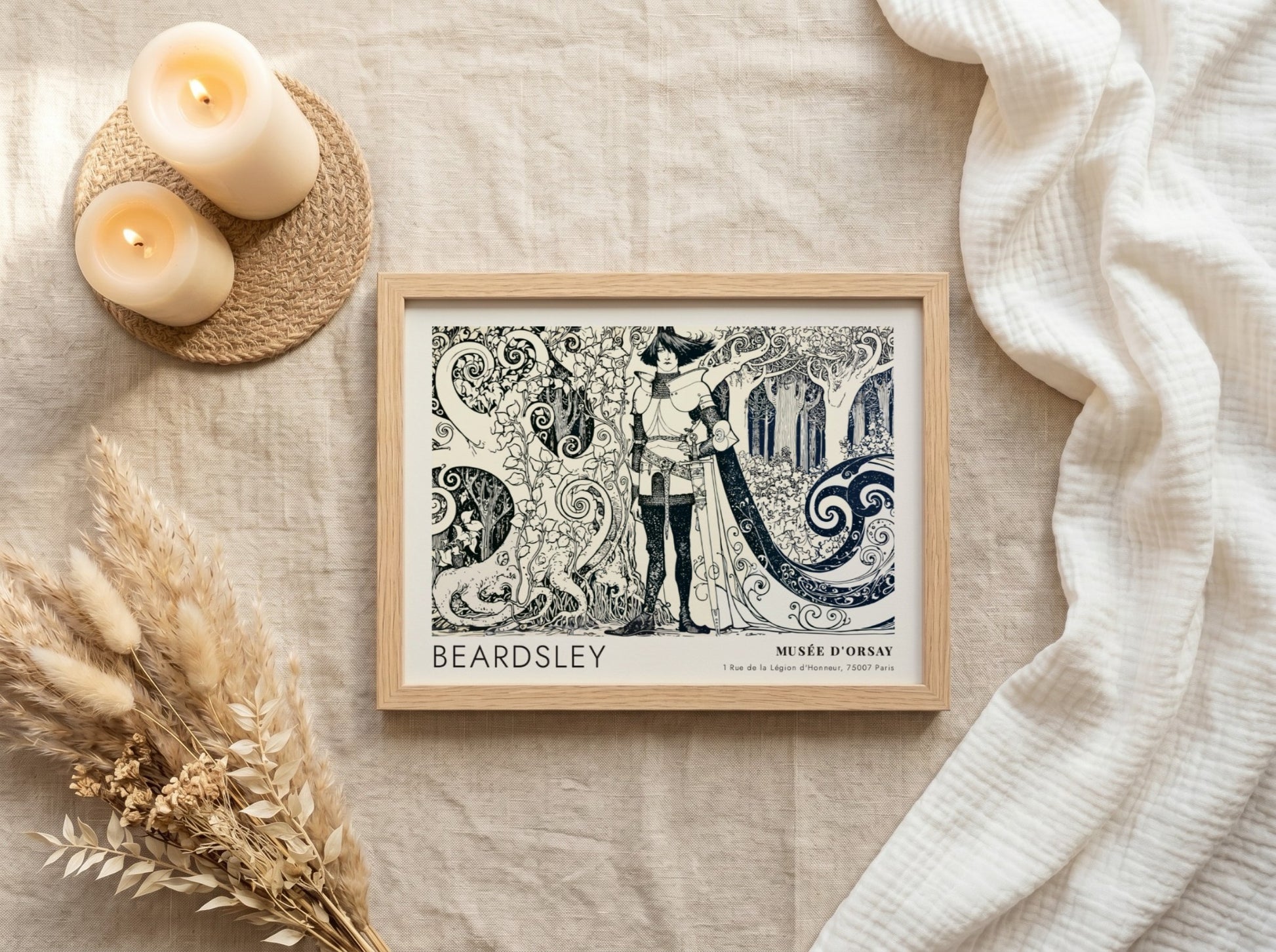Wall art poster featuring Aubrey Beardsley Avarice artwork in black ink on cream paper.