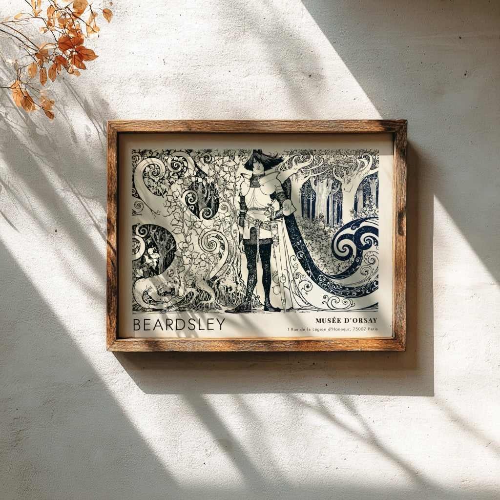 Wall art poster featuring Aubrey Beardsley Avarice artwork in black ink on cream paper.