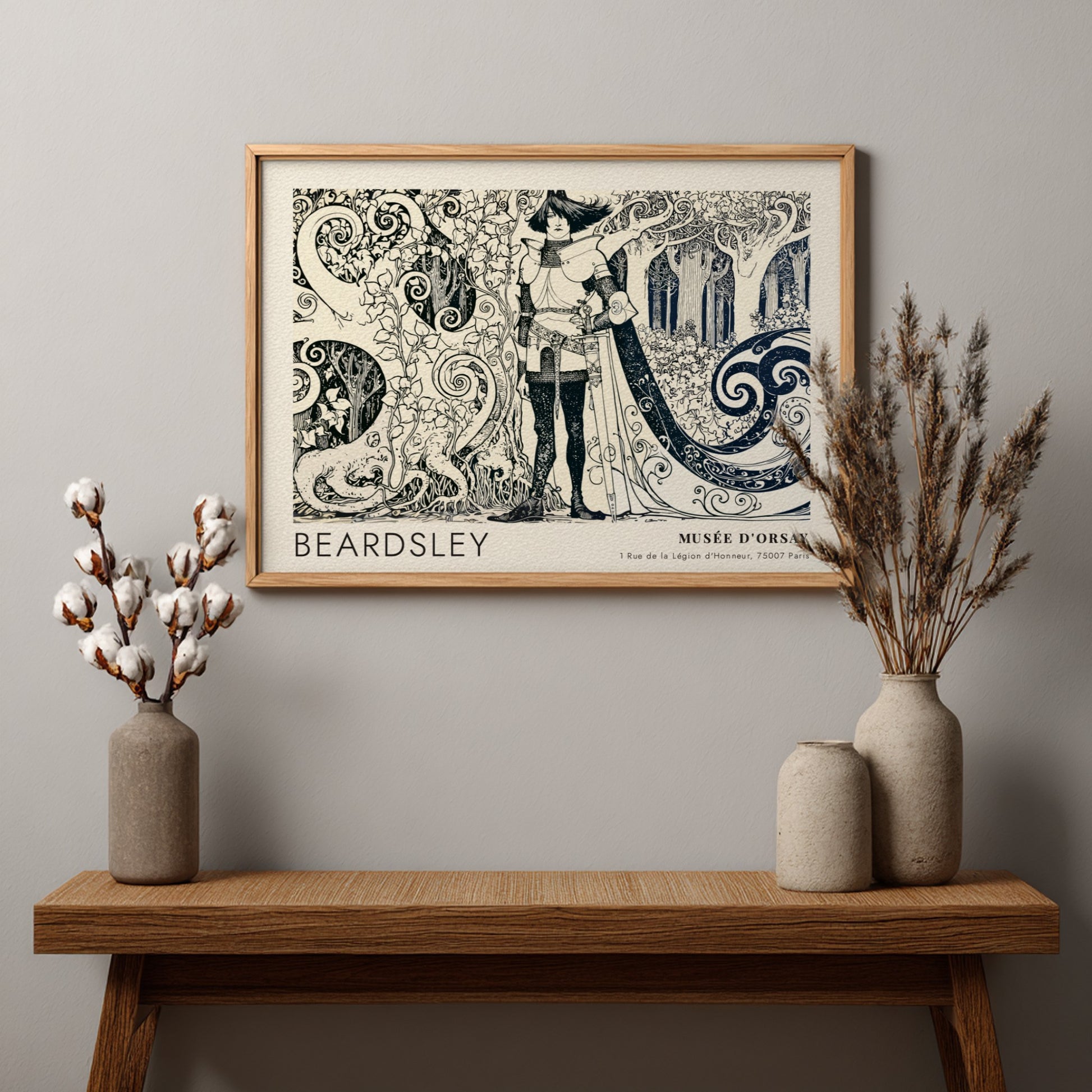 Wall art poster featuring Aubrey Beardsley Avarice artwork in black ink on cream paper.