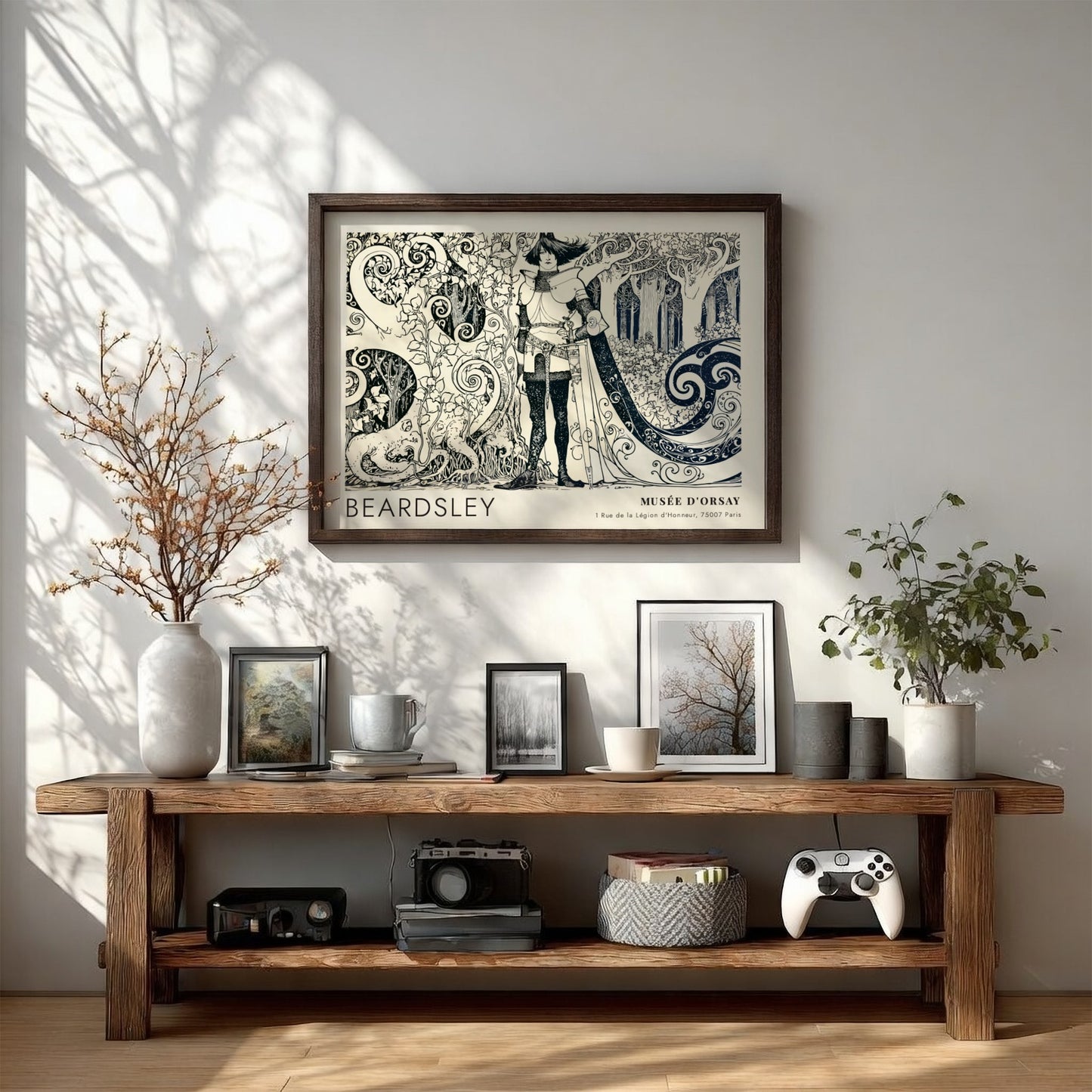 Wall art poster featuring Aubrey Beardsley Avarice artwork in black ink on cream paper.