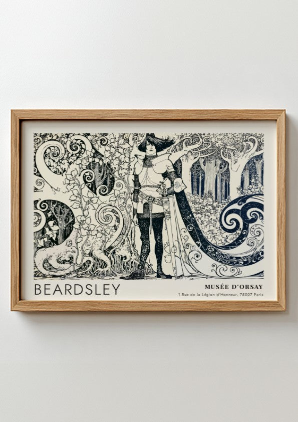 Wall art poster featuring Aubrey Beardsley Avarice artwork in black ink on cream paper.