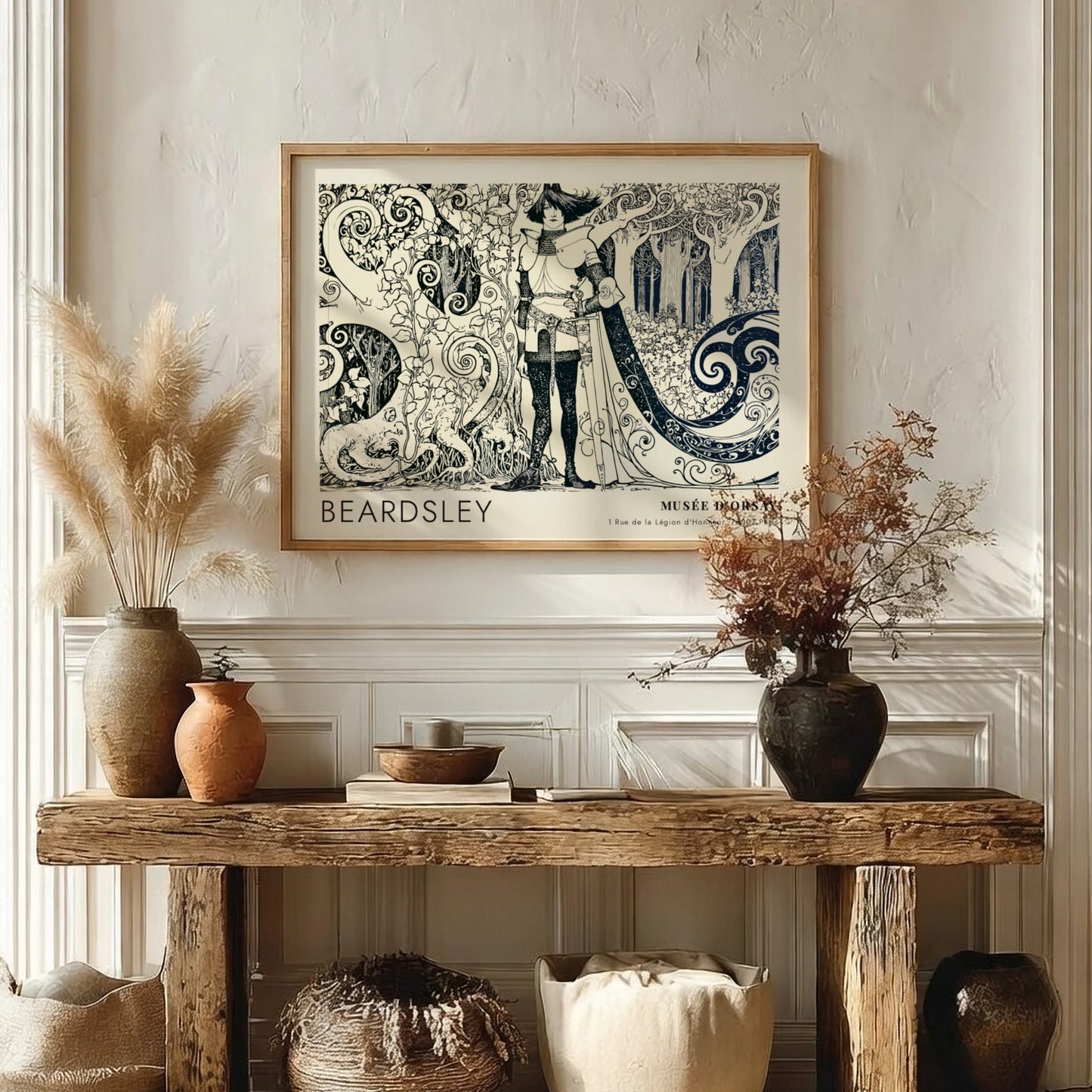Wall art poster featuring Aubrey Beardsley Avarice artwork in black ink on cream paper.