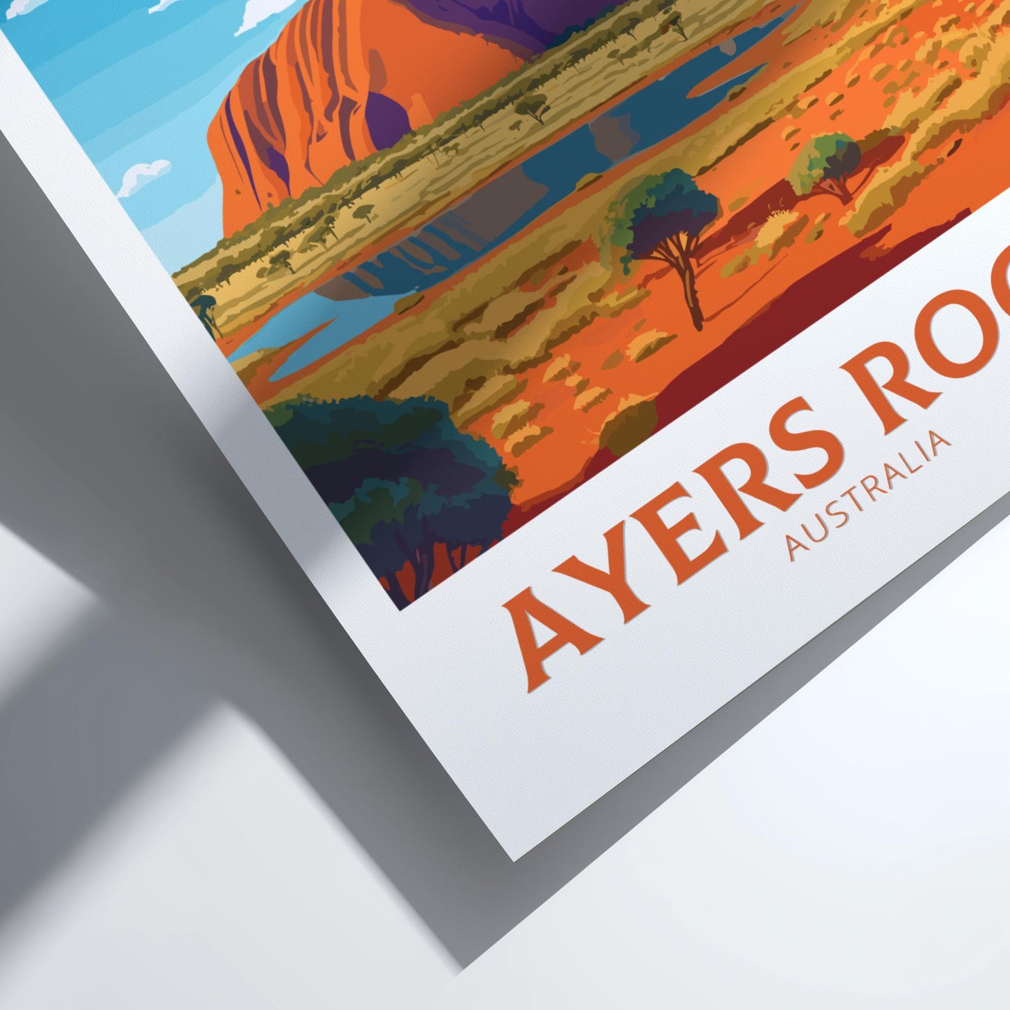 Poster of Ayers Rock with a colorful landscape design.