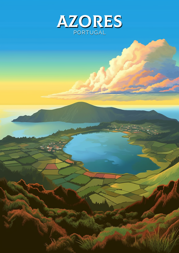 Europe AZORES TRAVEL ARTWORK - PORTUGAL ARTWORK
