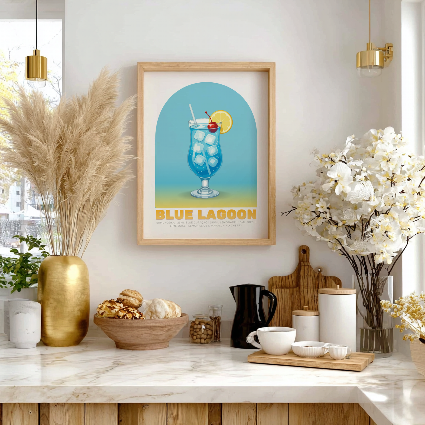 Blue Lagoon Cocktail Poster - Drinks Wall Art