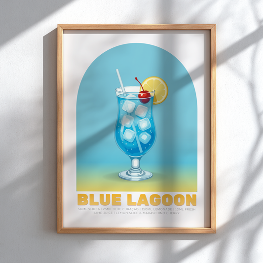 Blue Lagoon Cocktail Poster - Drinks Wall Art