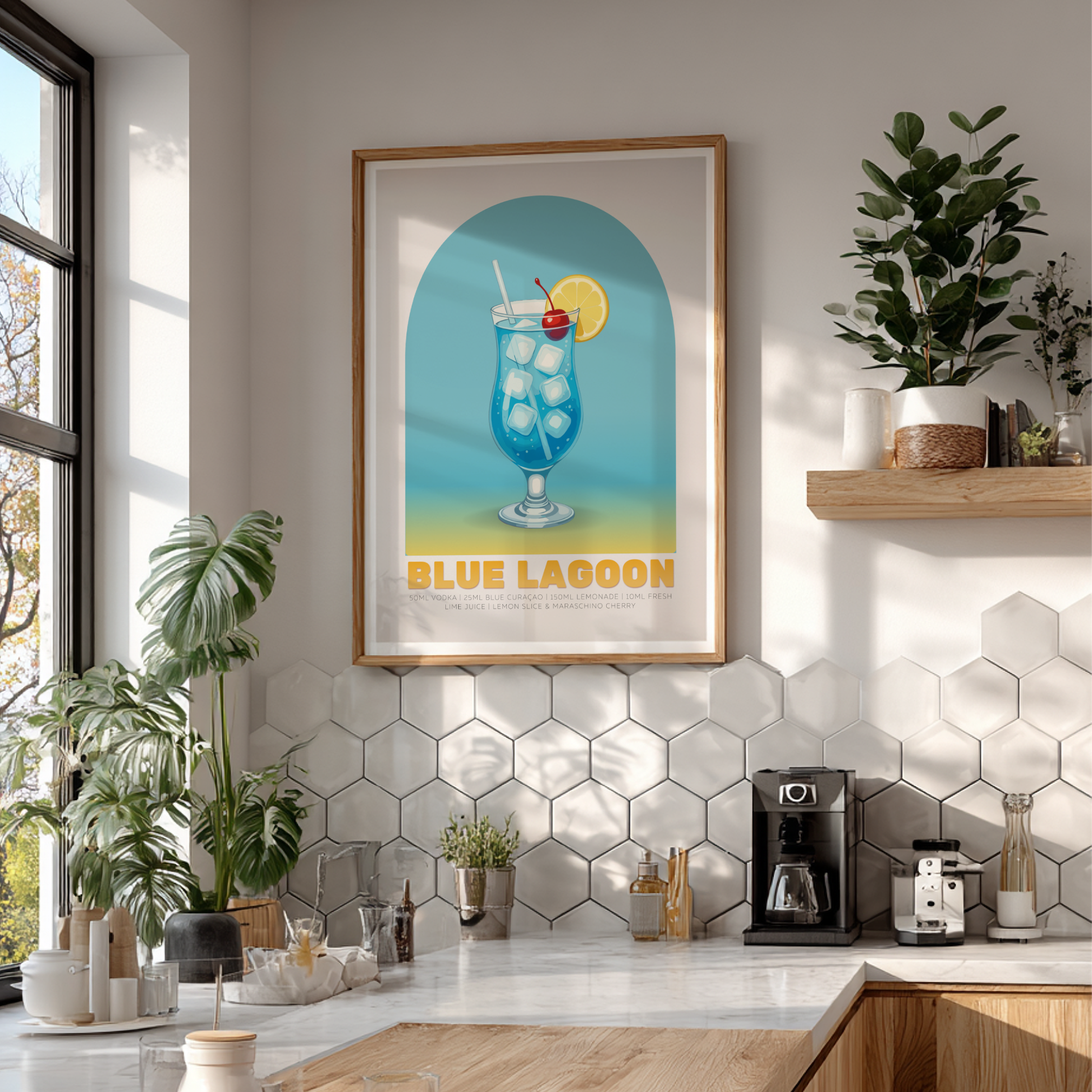 Blue Lagoon Cocktail Poster - Drinks Wall Art