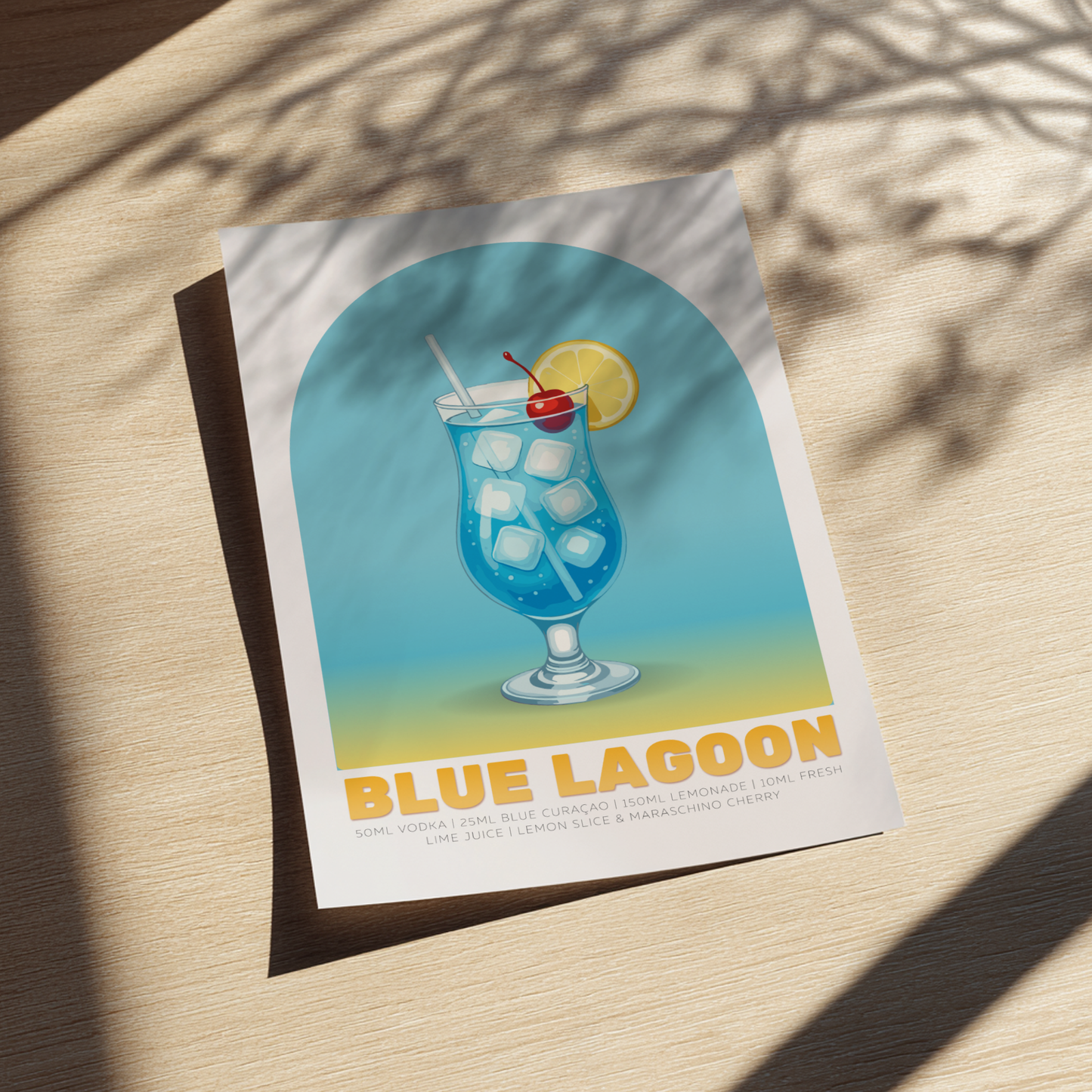 Blue Lagoon Cocktail Poster - Drinks Wall Art