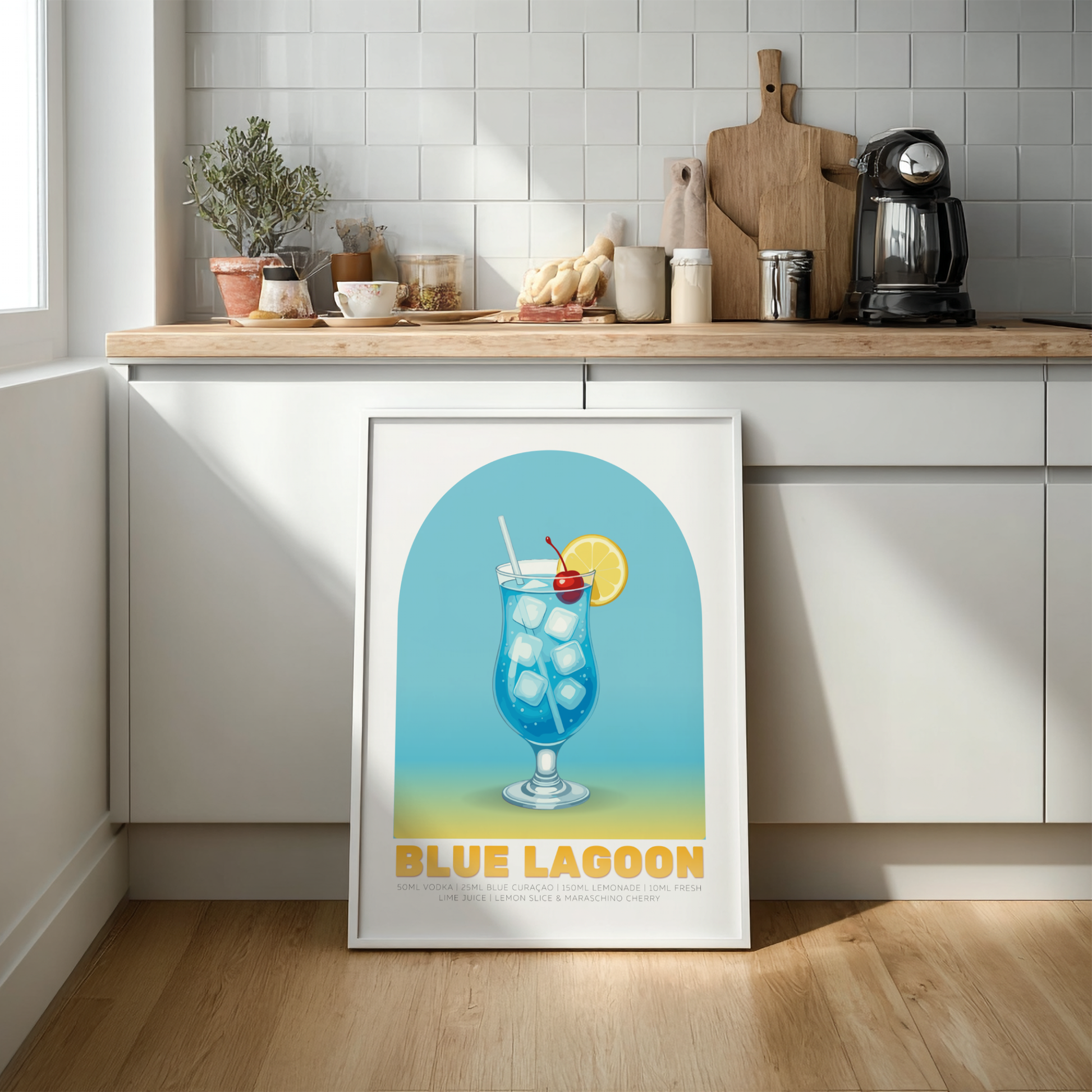Blue Lagoon Cocktail Poster - Drinks Wall Art
