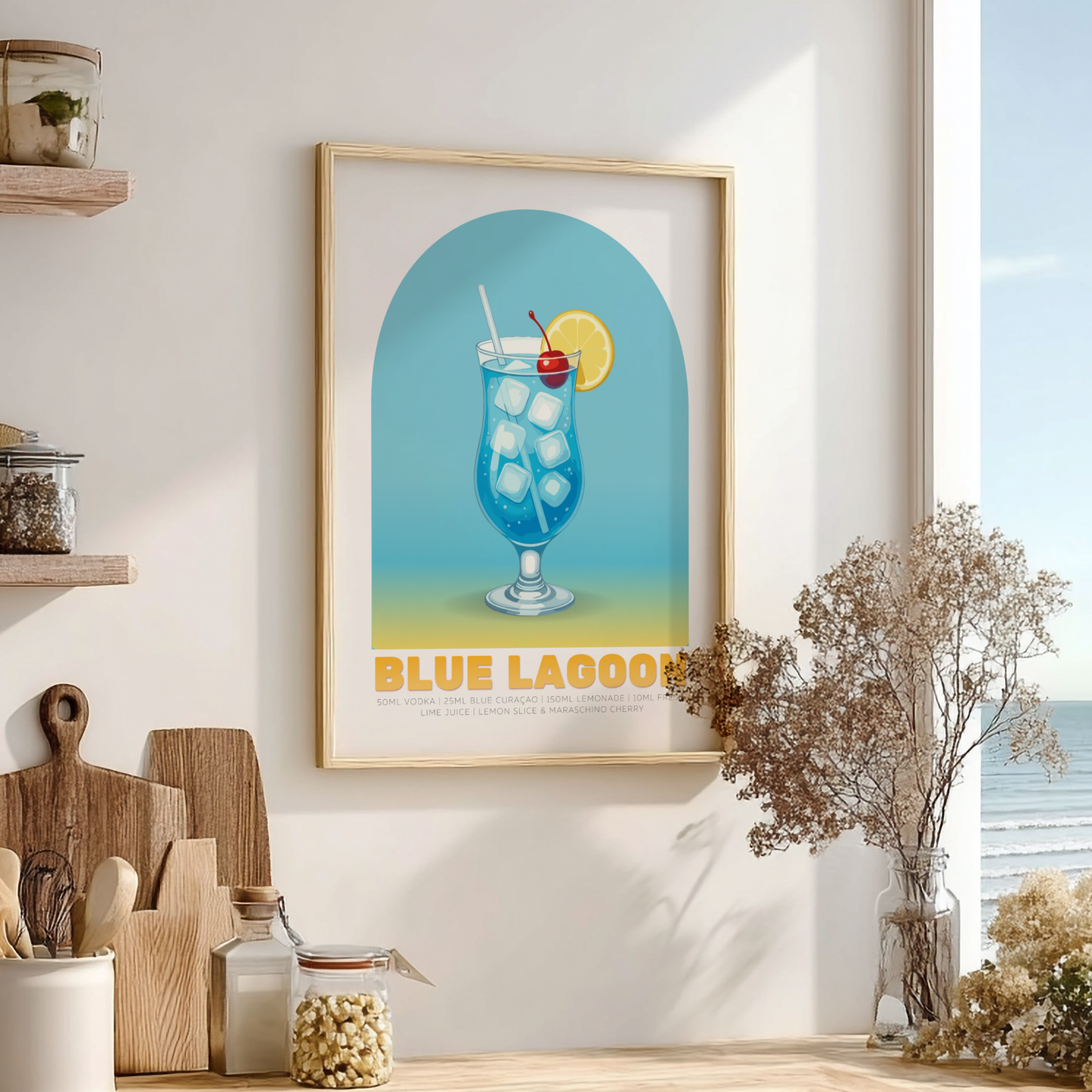 Blue Lagoon Cocktail Poster - Drinks Wall Art