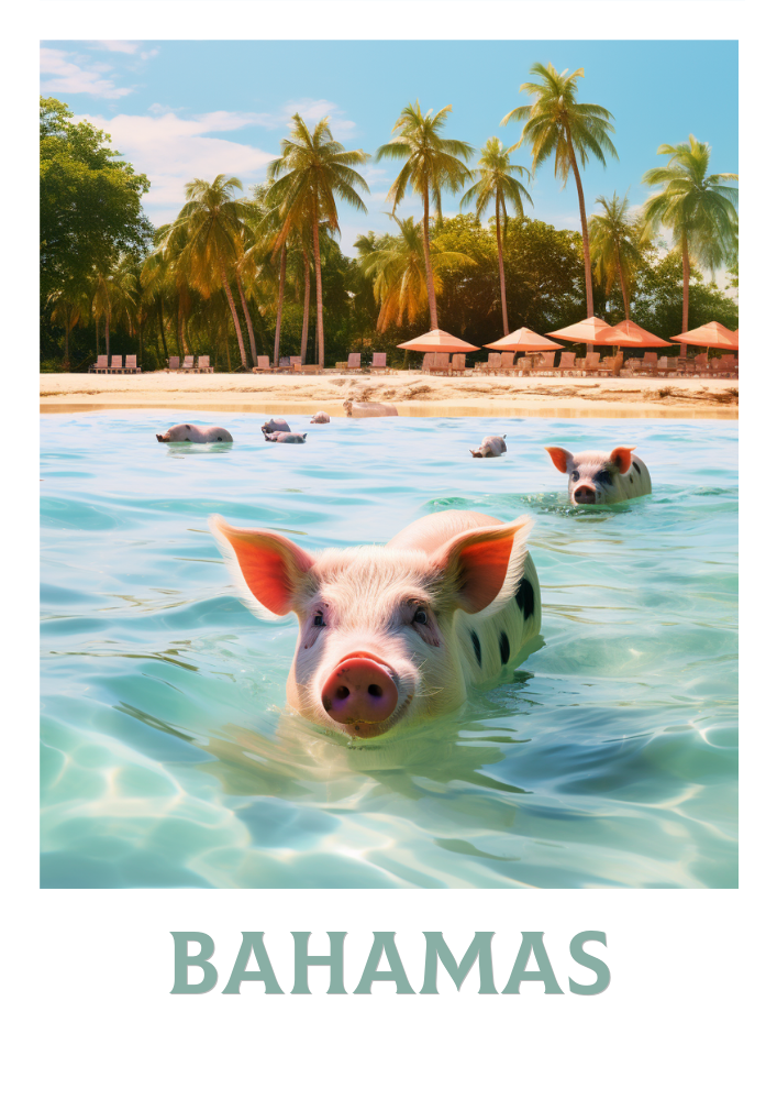 North AmericaBAHAMAS TRAVEL PRINT - CARIBBEAN ARTWORK