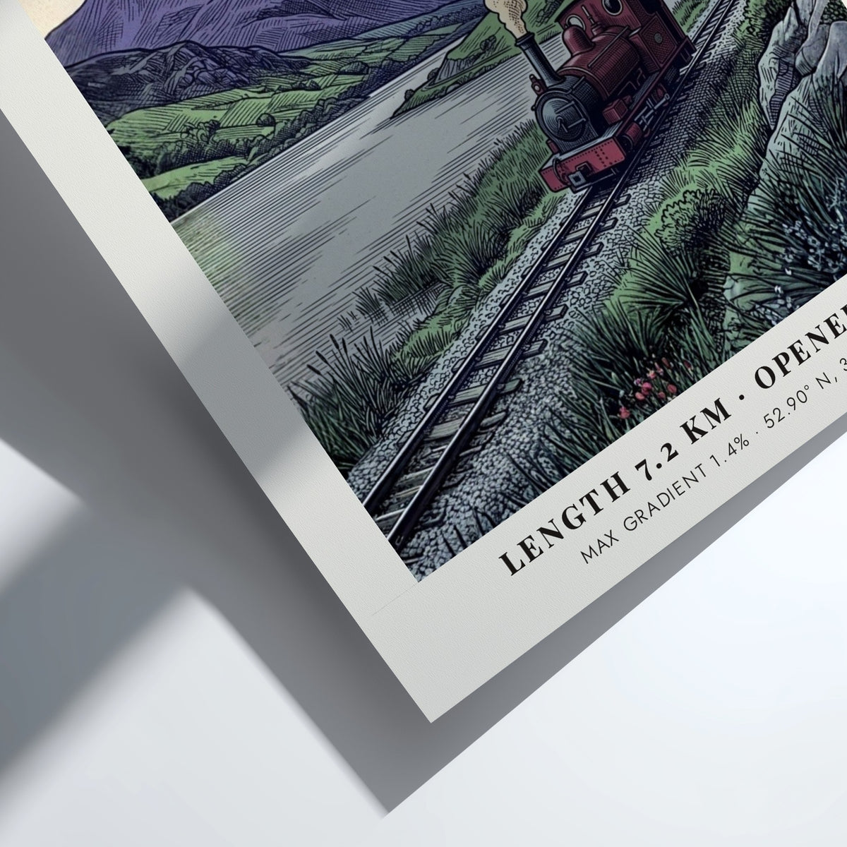 Poster of a steam train at Bala Lake in the mountains of Wales
