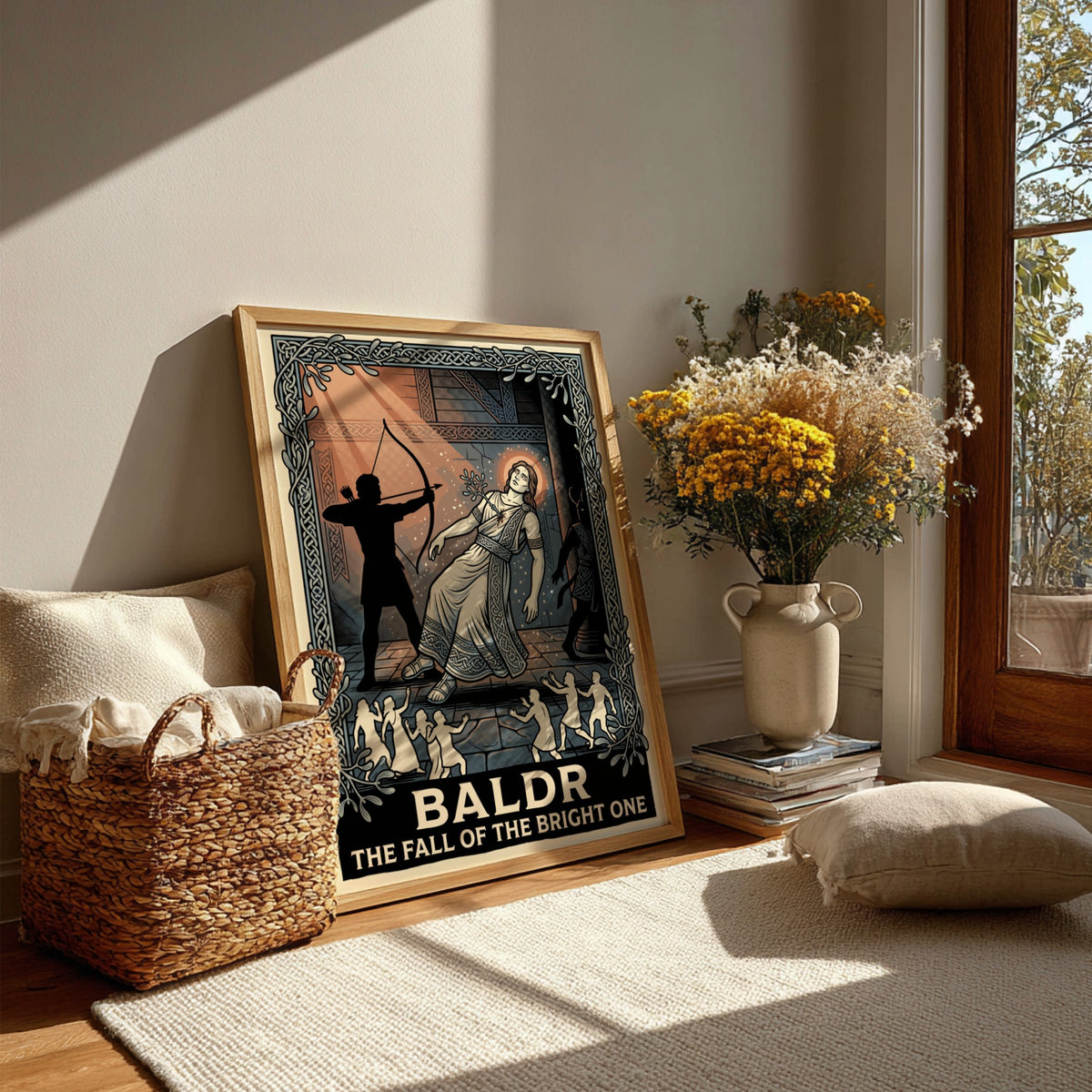 Poster featuring Baldr the Fall of the Bright One with Norse mythology motifs