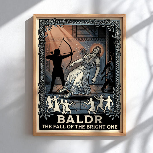 Poster featuring Baldr the Fall of the Bright One with Norse mythology motifs