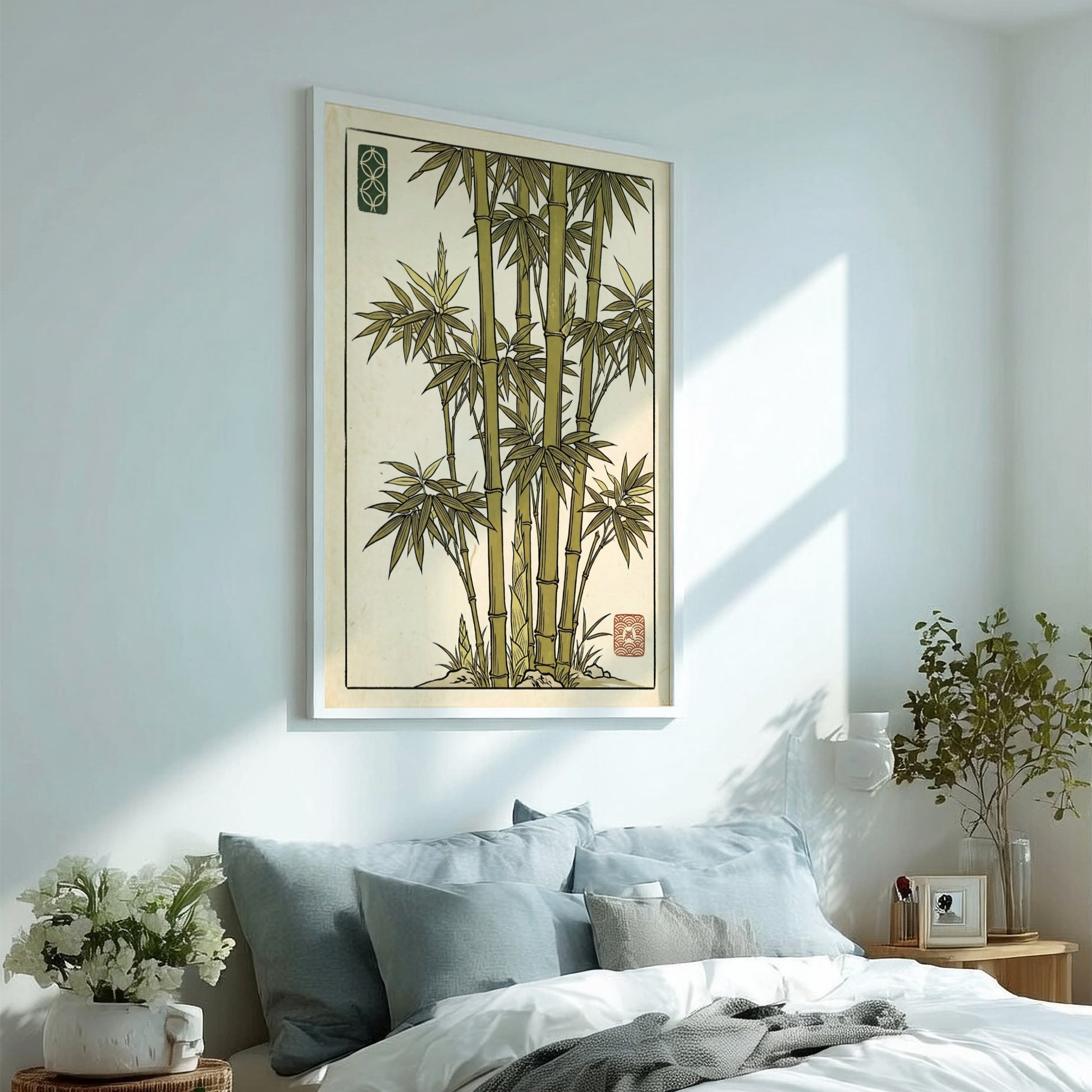 Bamboo Study poster featuring traditional Japanese art style with green bamboo stalks and leaves
