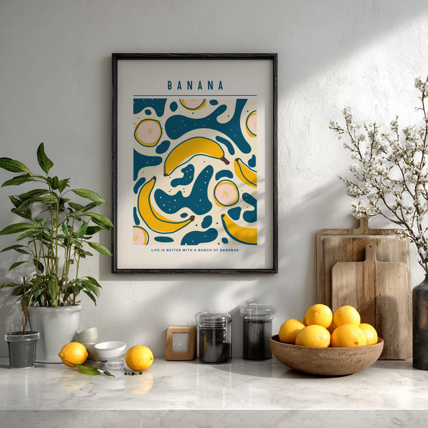 Banana Kitchen Poster - Vibrant Fruit Wall Art Print