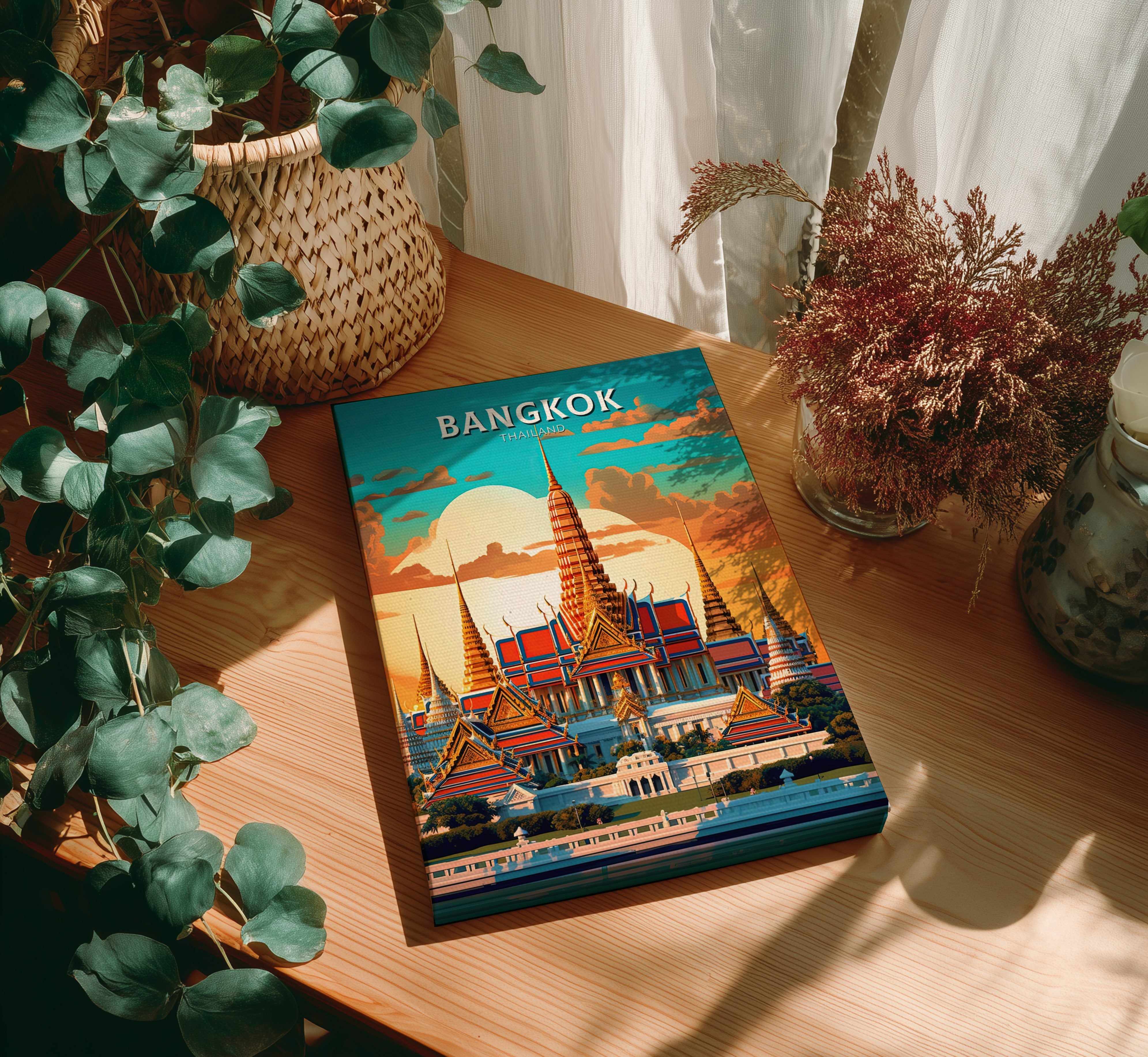 Asian GRAND PALACE BANGKOK POSTER - RETRO DESIGN