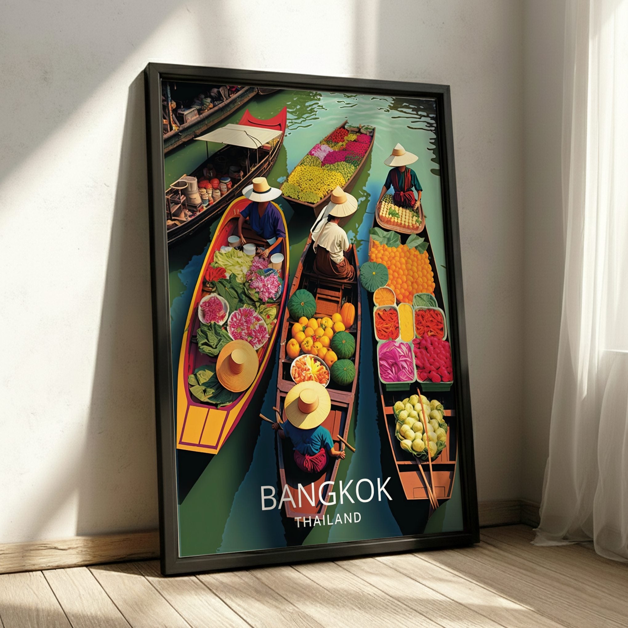Asian BANGKOK FLOATING MARKETS POSTER - TRAVEL PRINT