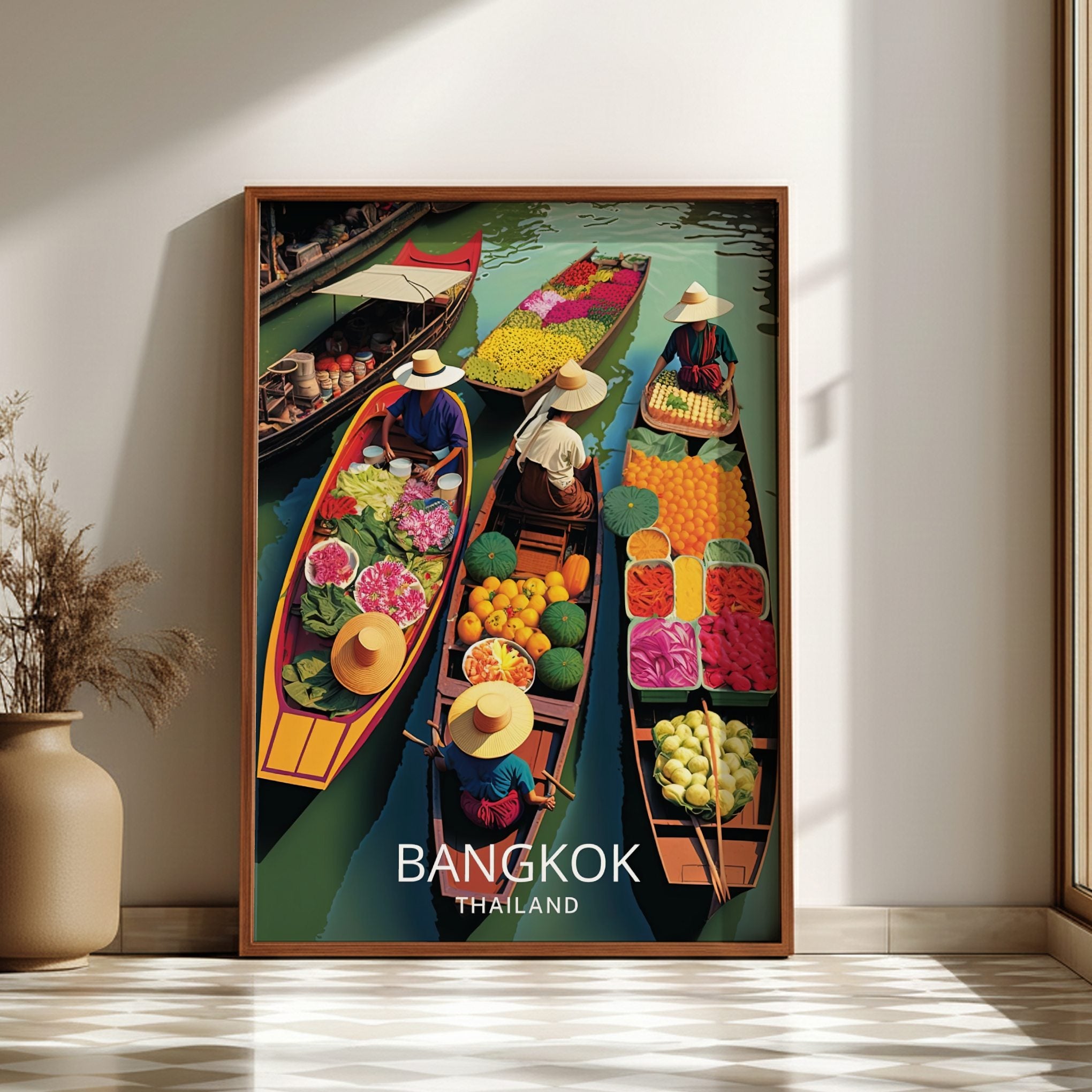 Asian BANGKOK FLOATING MARKETS POSTER - TRAVEL PRINT