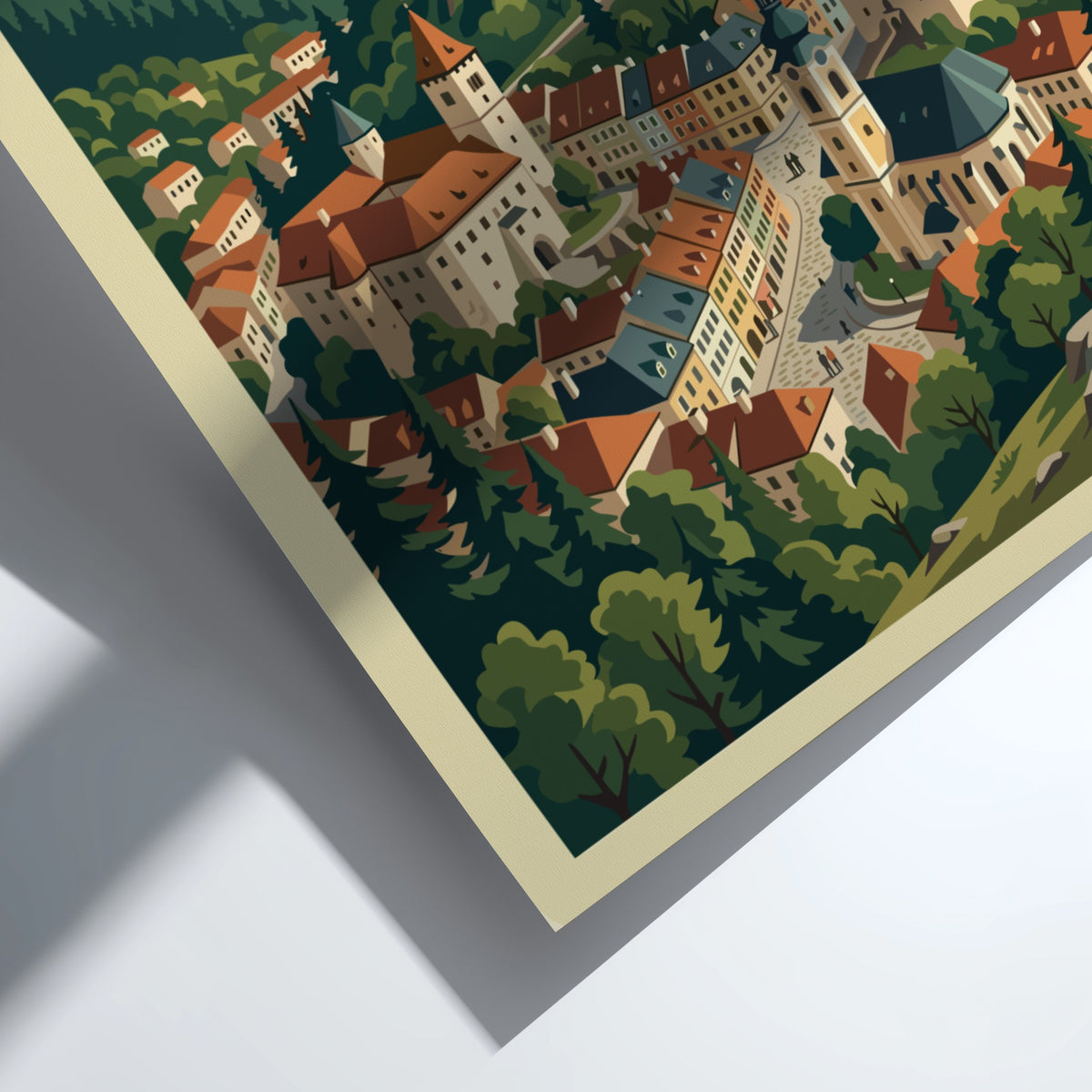 Poster of Banská Štiavnica Slovakia showing a historic town nestled in green hills