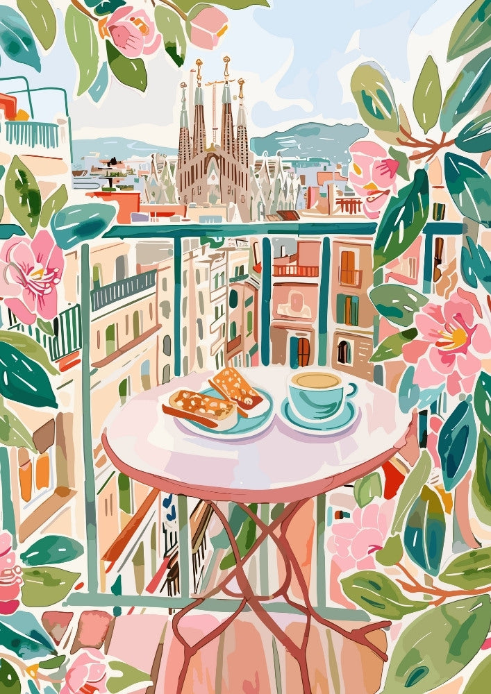 Barcelona Poster - A view of the Sagrada Familia